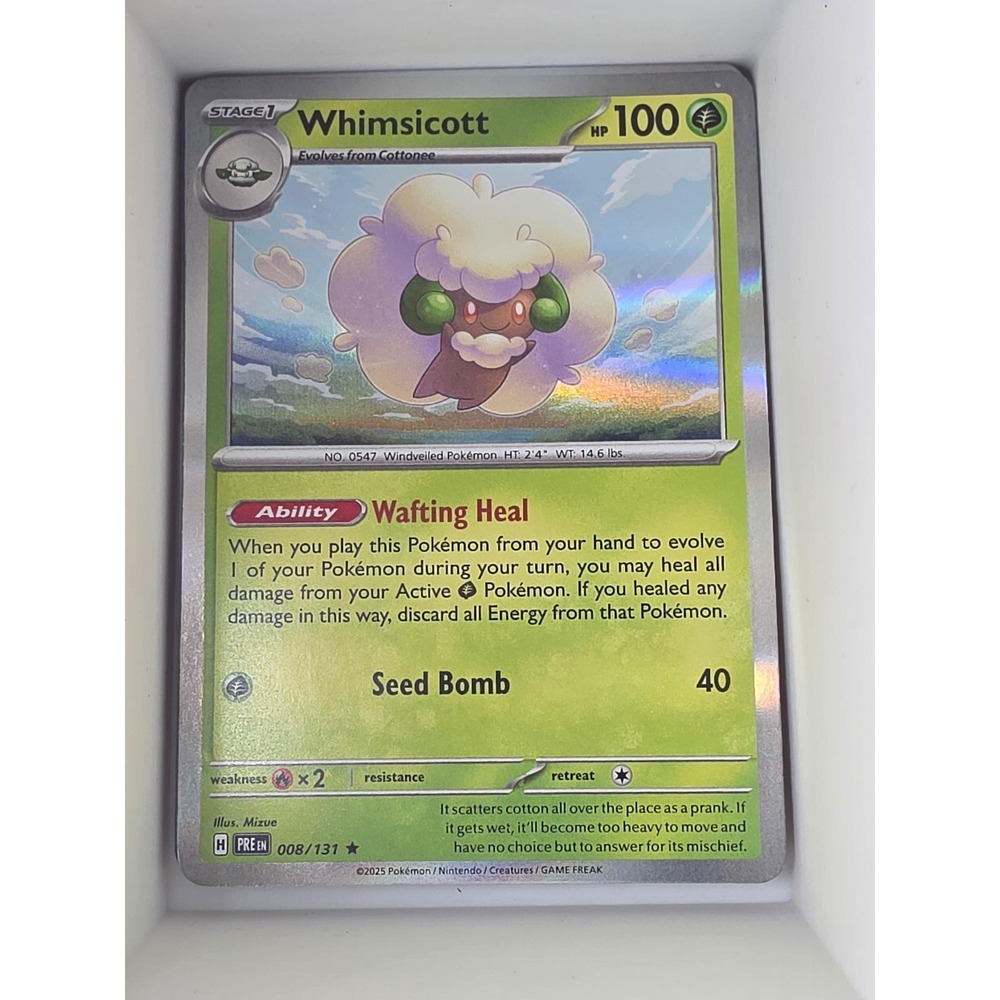 Whimsicott 008/131 Holo Rare Prismatic Evolutions Pokemon Reverse Holo Near Mint - Picture 1 of 1